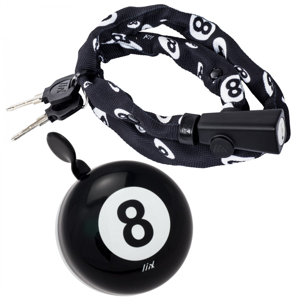 Liix Set Mini Ding Dong Bell and Small Lock 8 Ball
