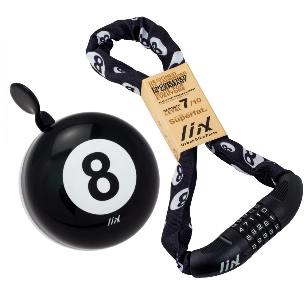Liix Set Mini Ding Dong Bell and Big Lock 8 Ball